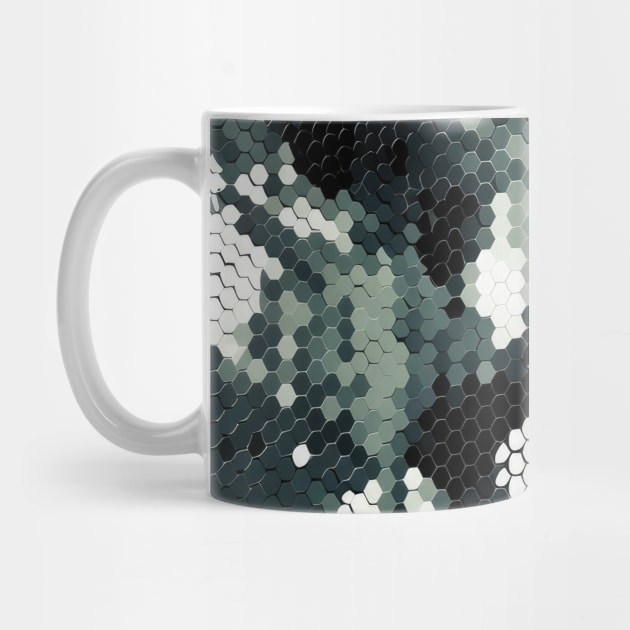 Blue Grey Digital Winter Snake Skin Camo Pattern by Pixelyx